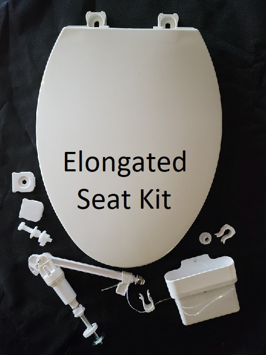 Flush Down Toilet Seat Kit for elongated toilet bowls